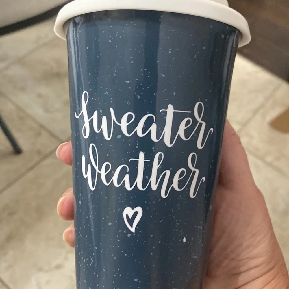 NWT Kitchen Details Sweater Weather Speckled Ceramic Tumbler 14oz